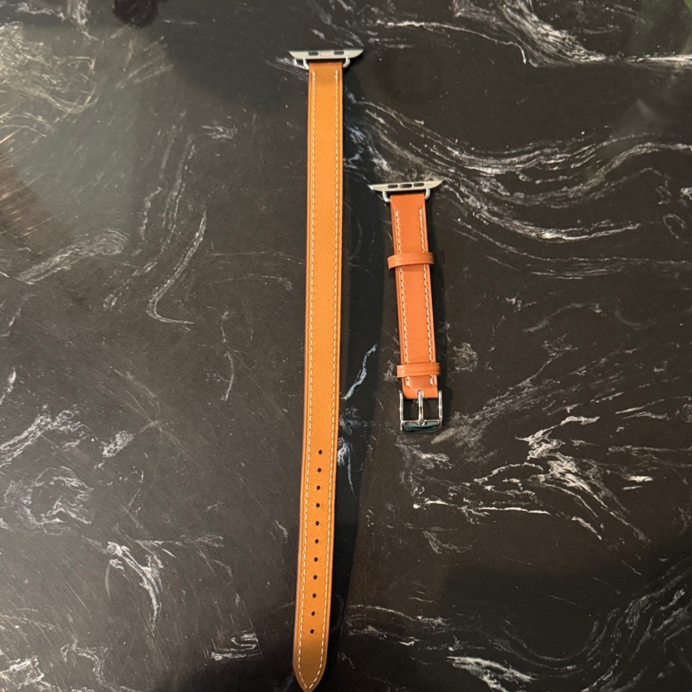 Quince Double Wrap Tan Leather Watch Band for Apple Watch